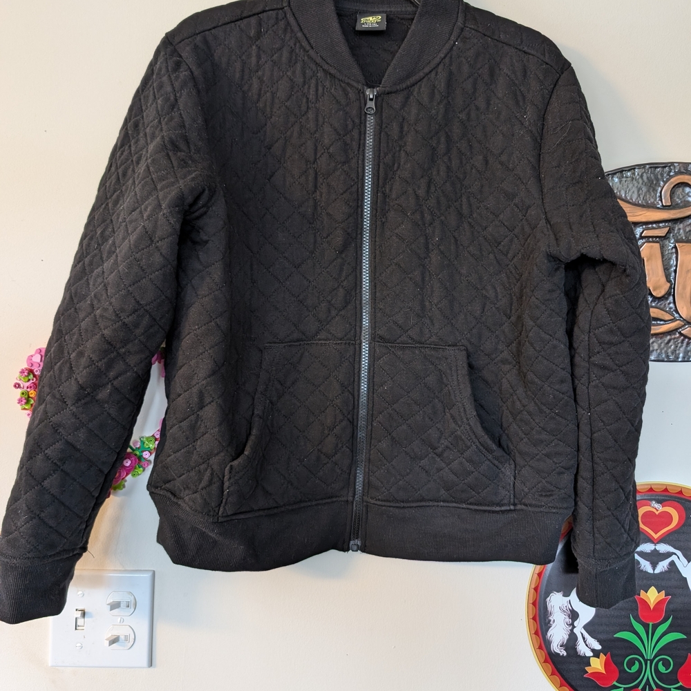 Black Quilted Bomber Jacket